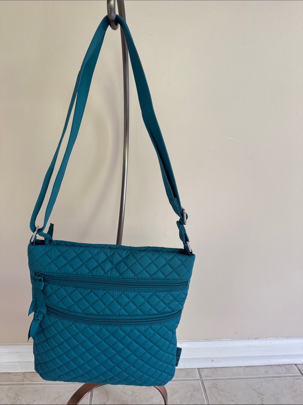 Vera Bradley Forever Green Quilted Triple Zip Hipster Crossbody Shoulder Bag